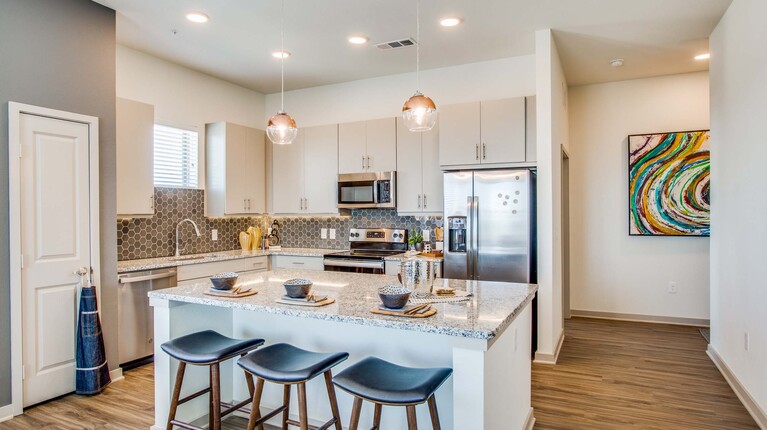 Bright Kitchen with Island and Bar Seating