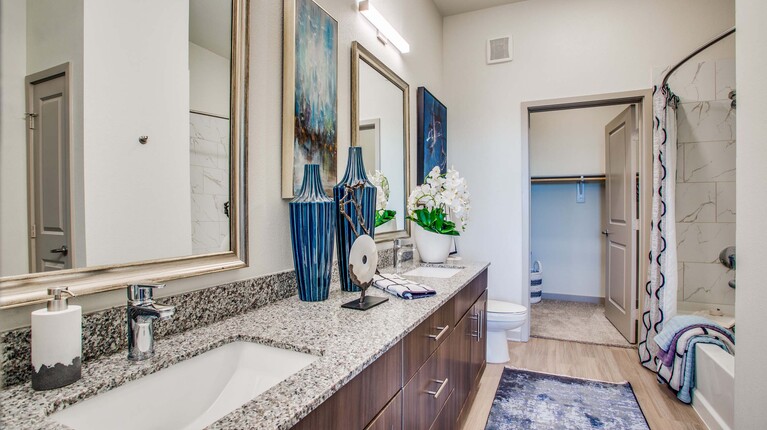 Spacious bathroom with double vanity