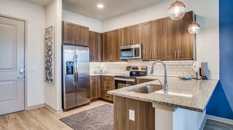 Modern kitchen with bar seating