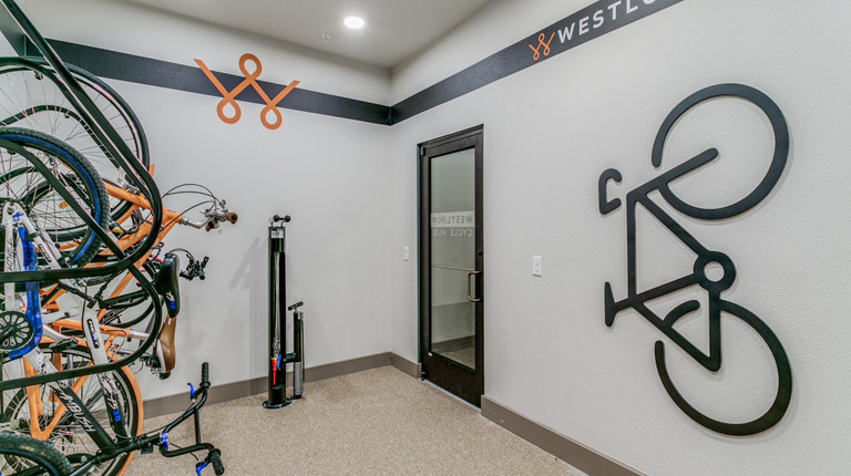 Bike storage with repair station
