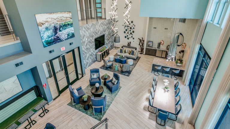 Two-story resident lounge